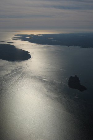 Abflug über der Narragansett Bay